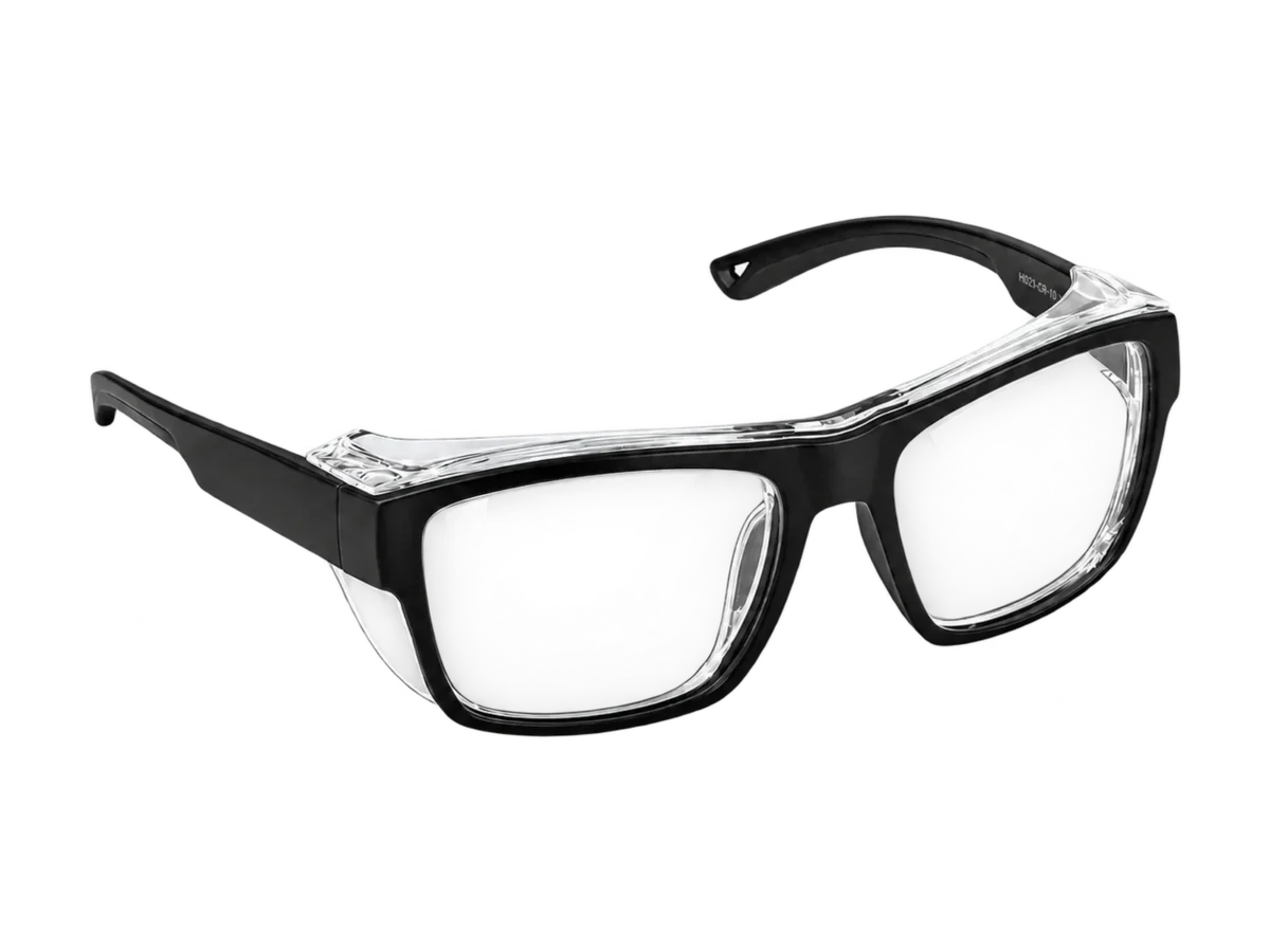 HiDX A001 Full-Frame Industrial safety frame in Matte Black (C.2), front three-quarter view