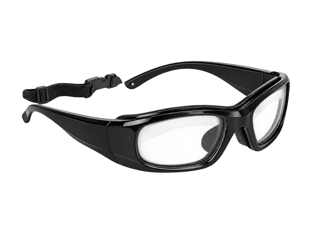 HiDX A004 Close-Fit Wrap safety frame in Black (C.2), front three-quarter view