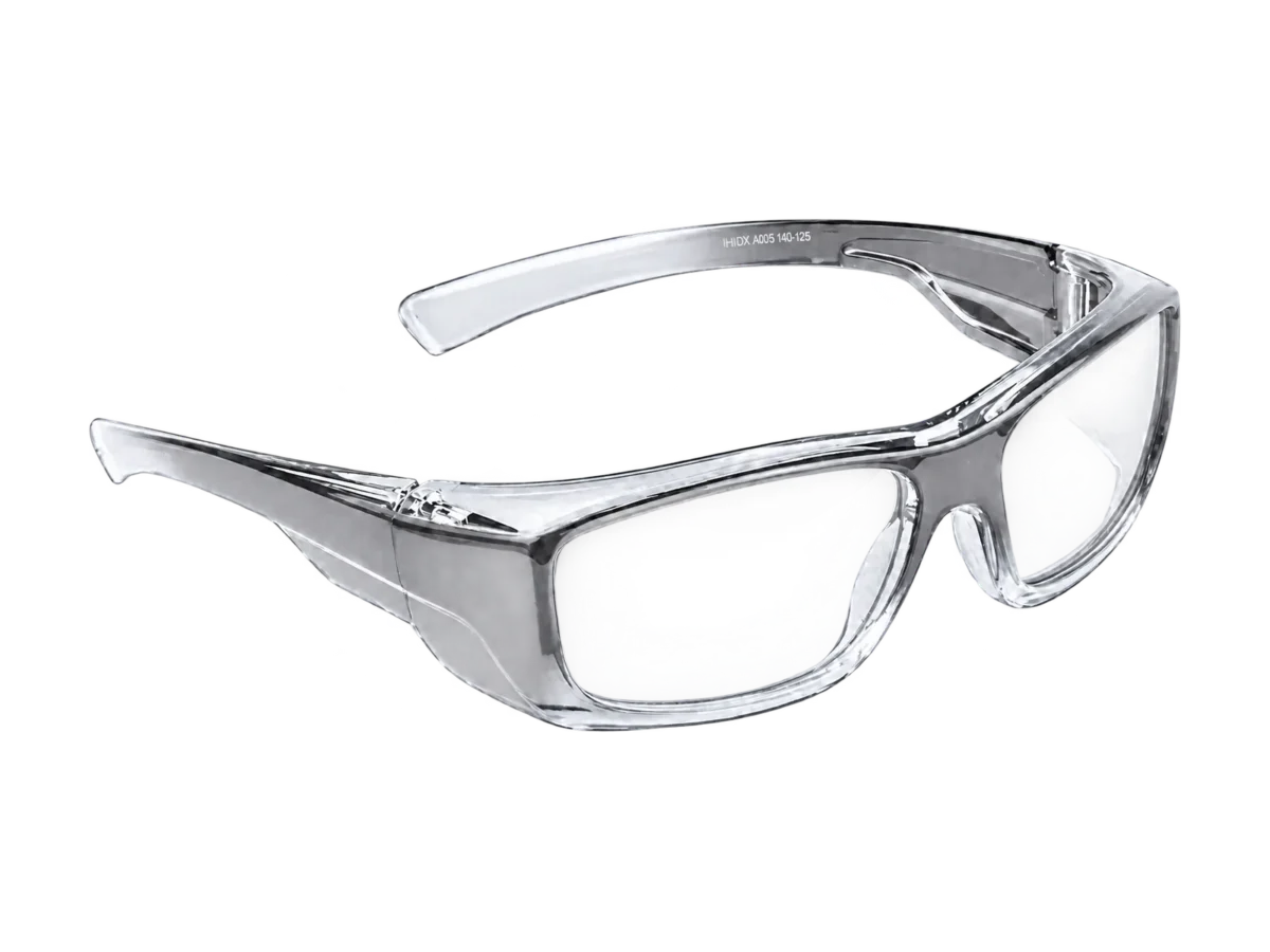 HiDX A005 Clean-Line Industrial safety frame in Black Fade (C.10), front three-quarter view