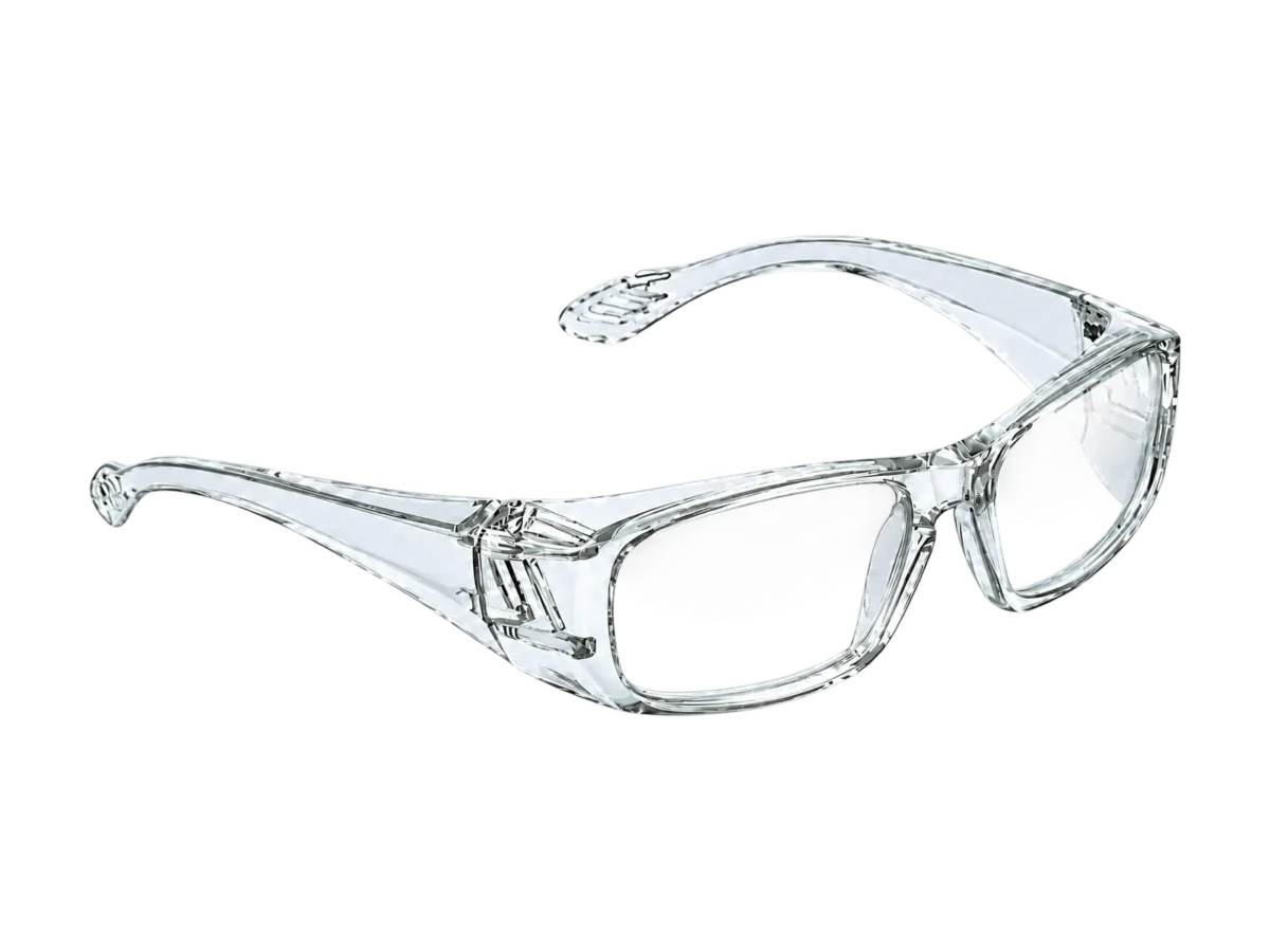 HiDX A010 Slim Profile safety frame in Clear (C.2), front three-quarter view